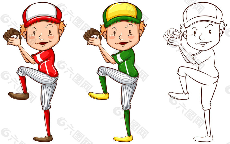 手绘棒球选手人物插图步骤图