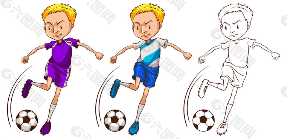 踢足球的小男孩足球运动员插图