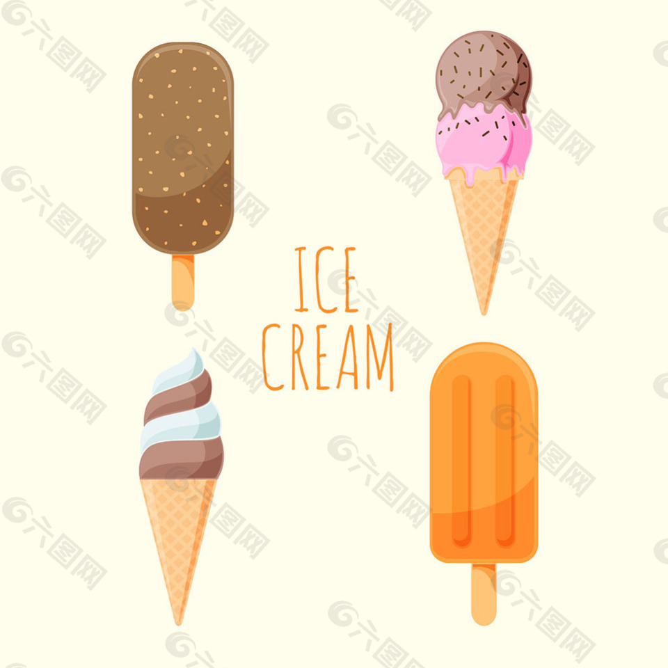 美味的冰淇淋雪糕插图矢量素材