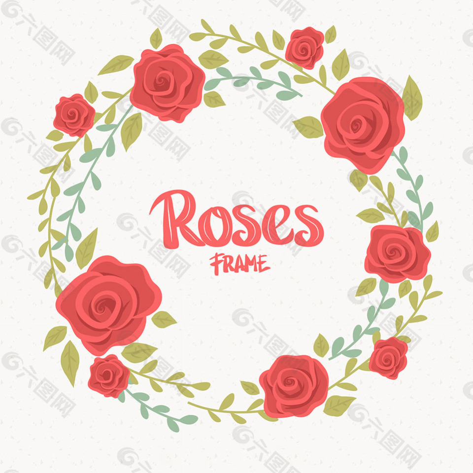 美丽的红玫瑰圆形边框矢量素材