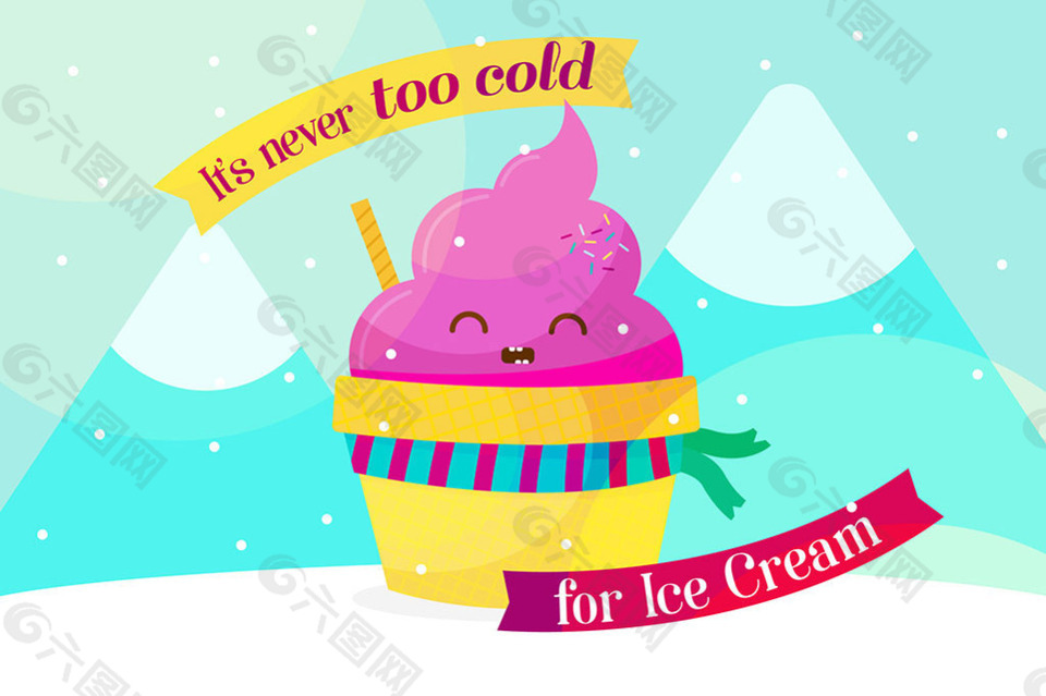 彩色冰淇淋插图蓝色背景