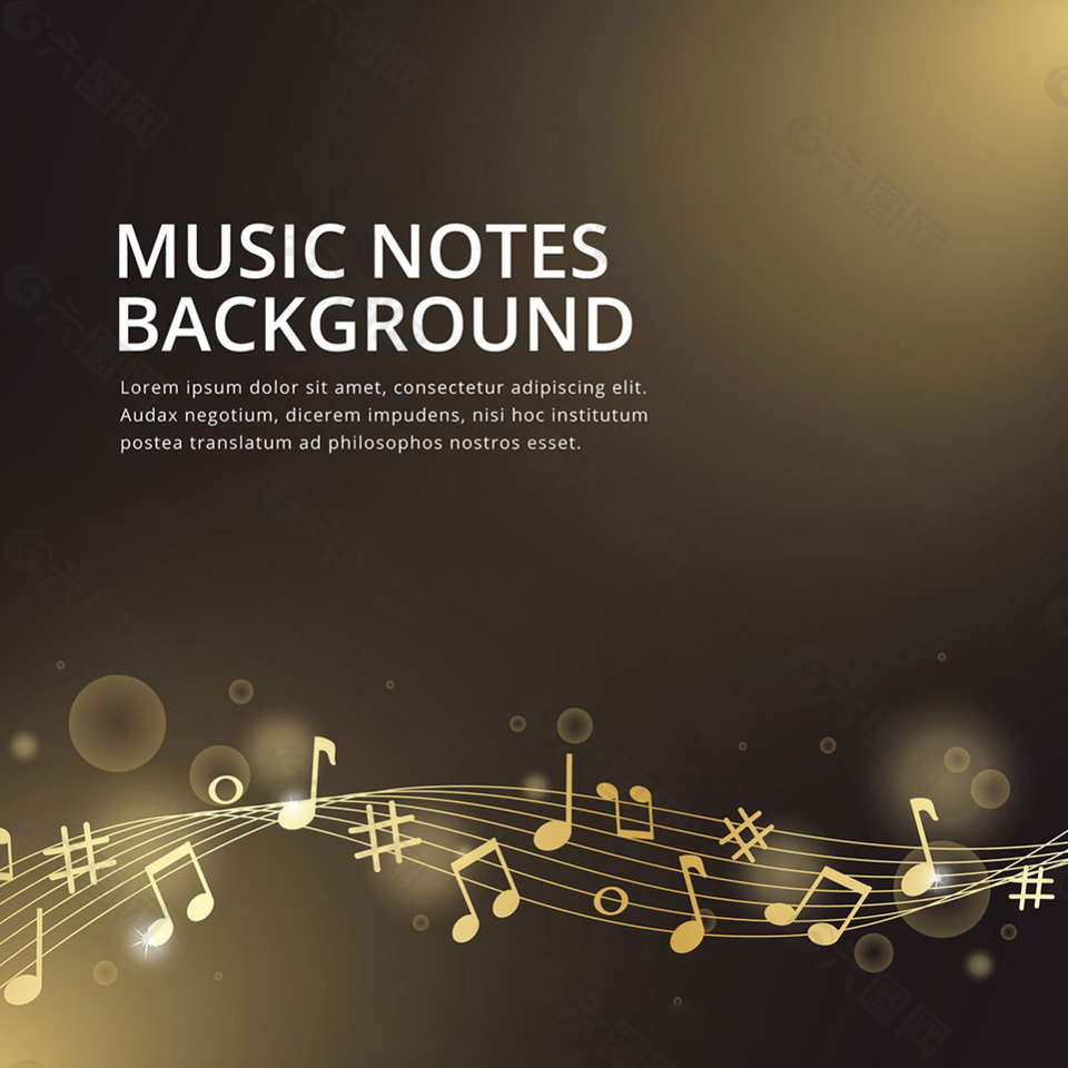 金色音乐符号渐变模糊背景