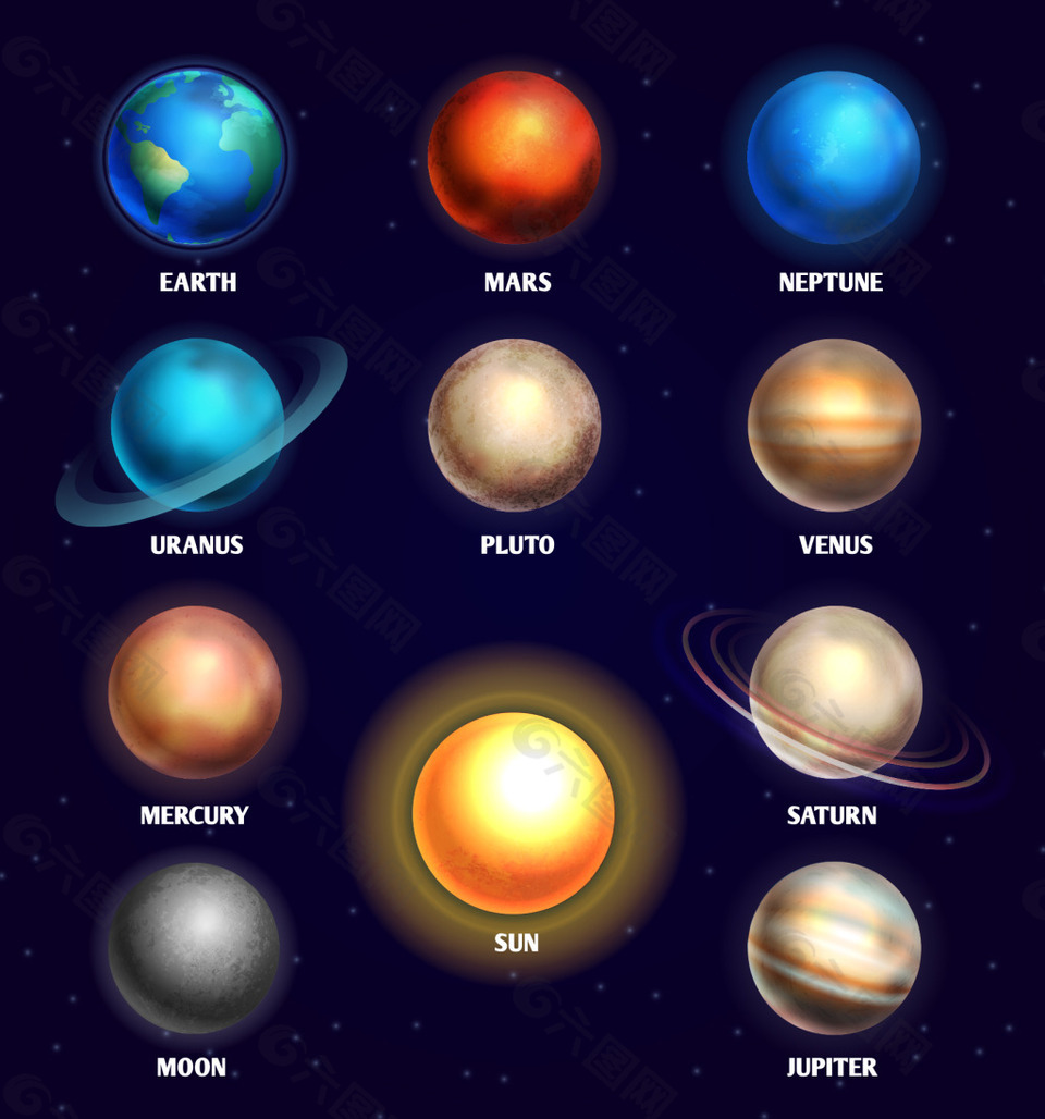 八大行星主题创意矢量图