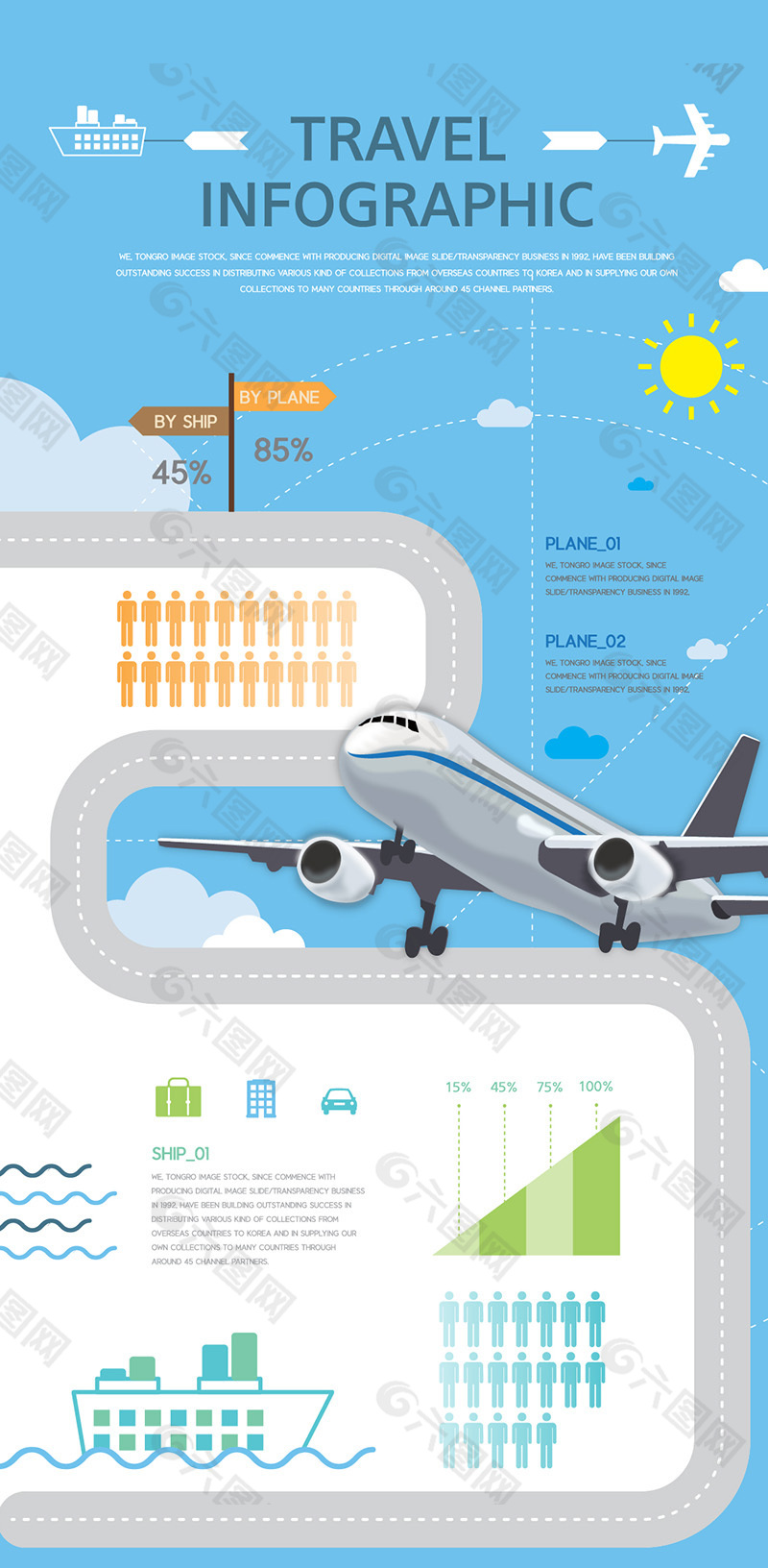 旅游飞机人物图表设计
