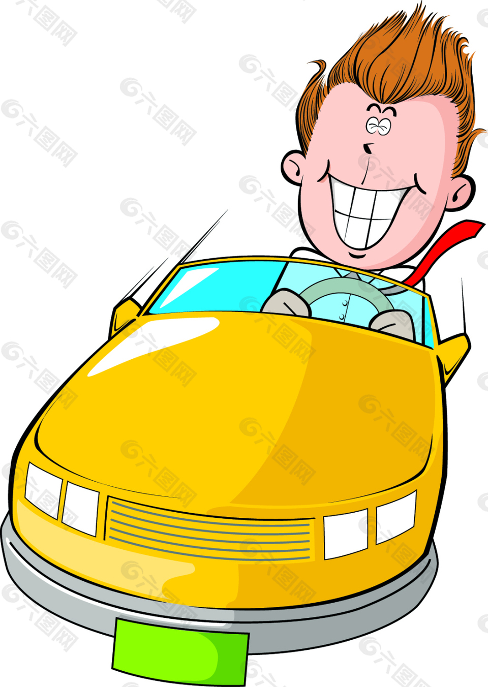 卡通人物卡车素材