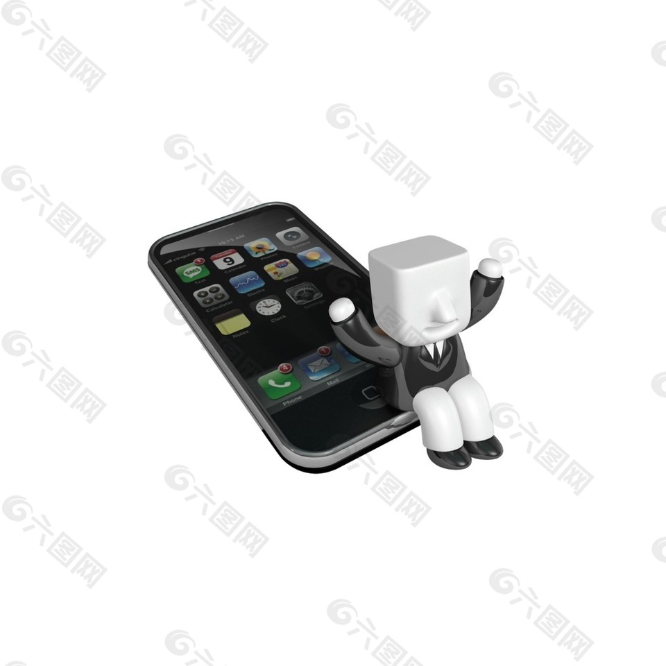 卡通3D小人手机元素