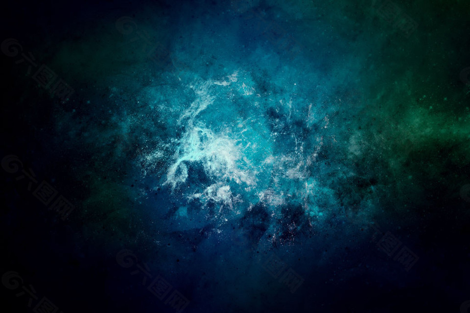 蓝绿梦幻太空背景图片
