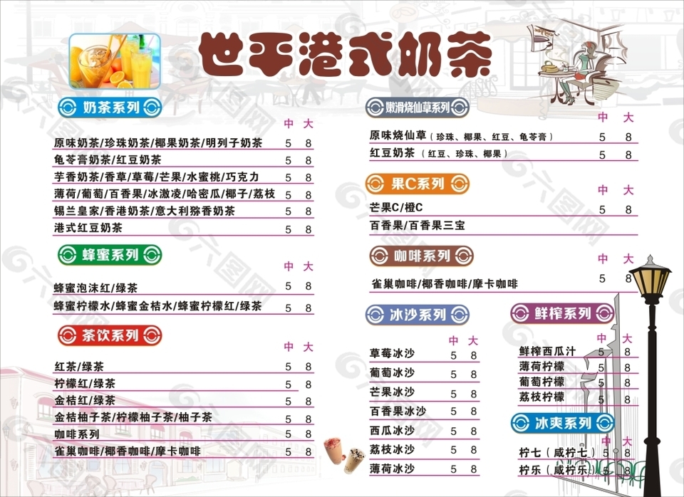 港式奶茶价格表