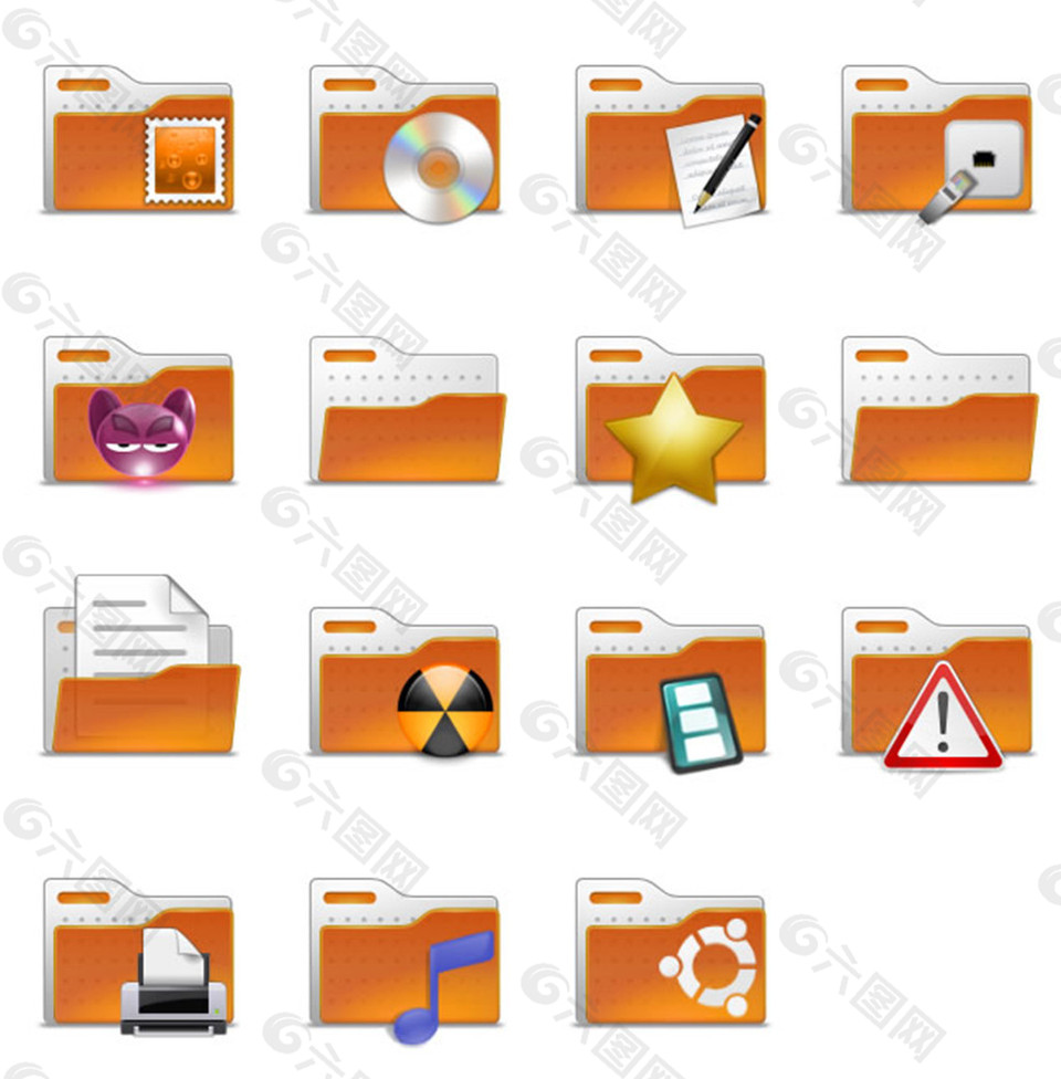 15款橘色文件夹图标下载