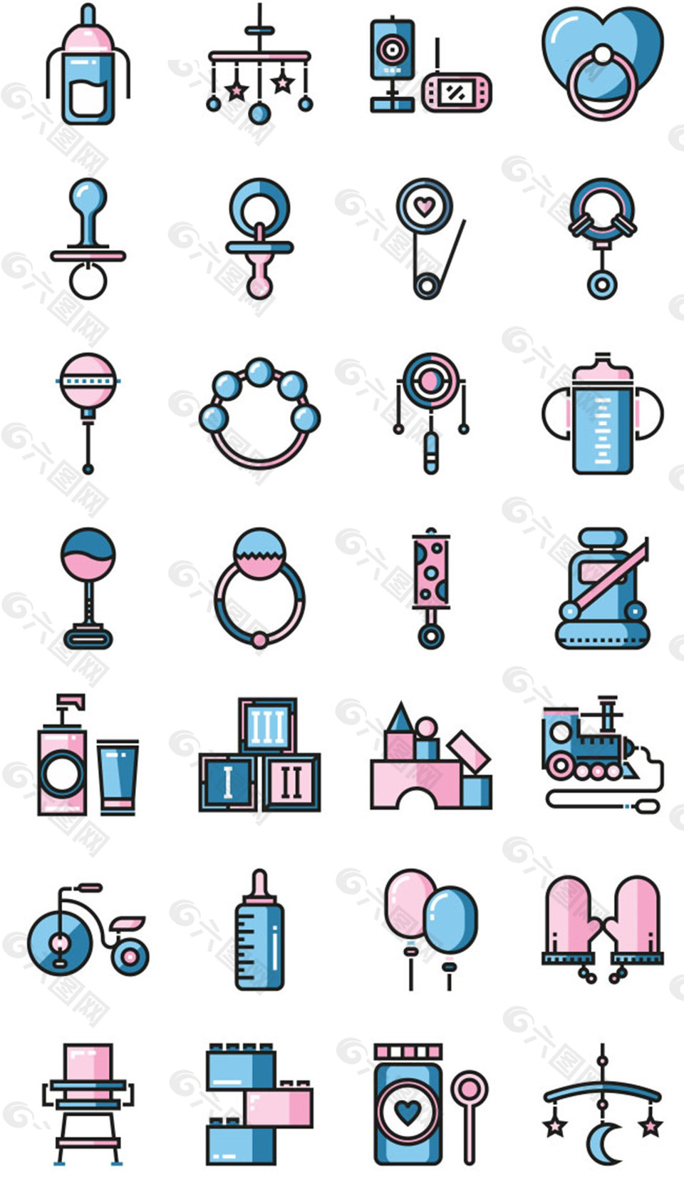 28个婴儿玩具用品图标素材