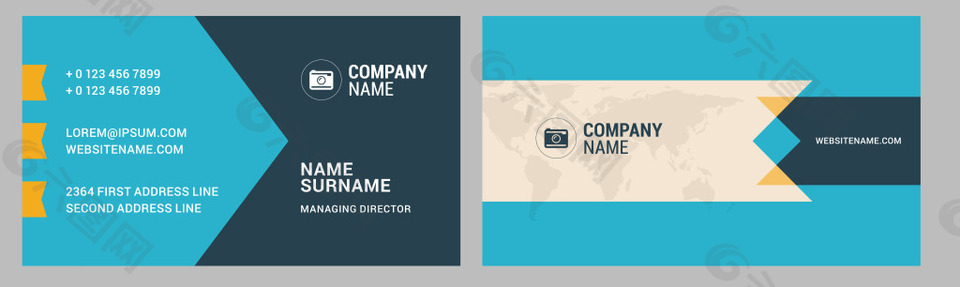 矢量蓝色创意名片