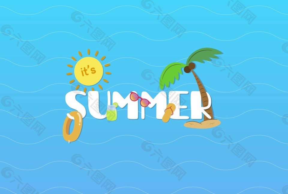 创意夏季SUMMER艺术字矢量