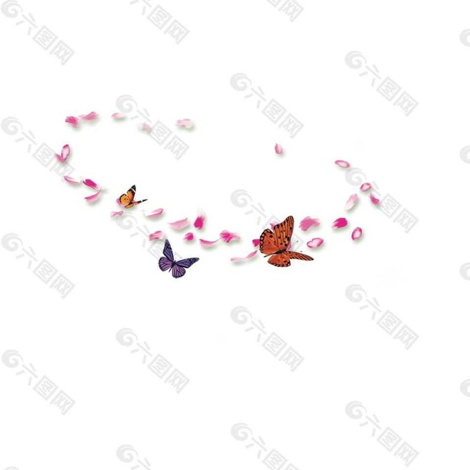 手绘彩色蝴蝶元素