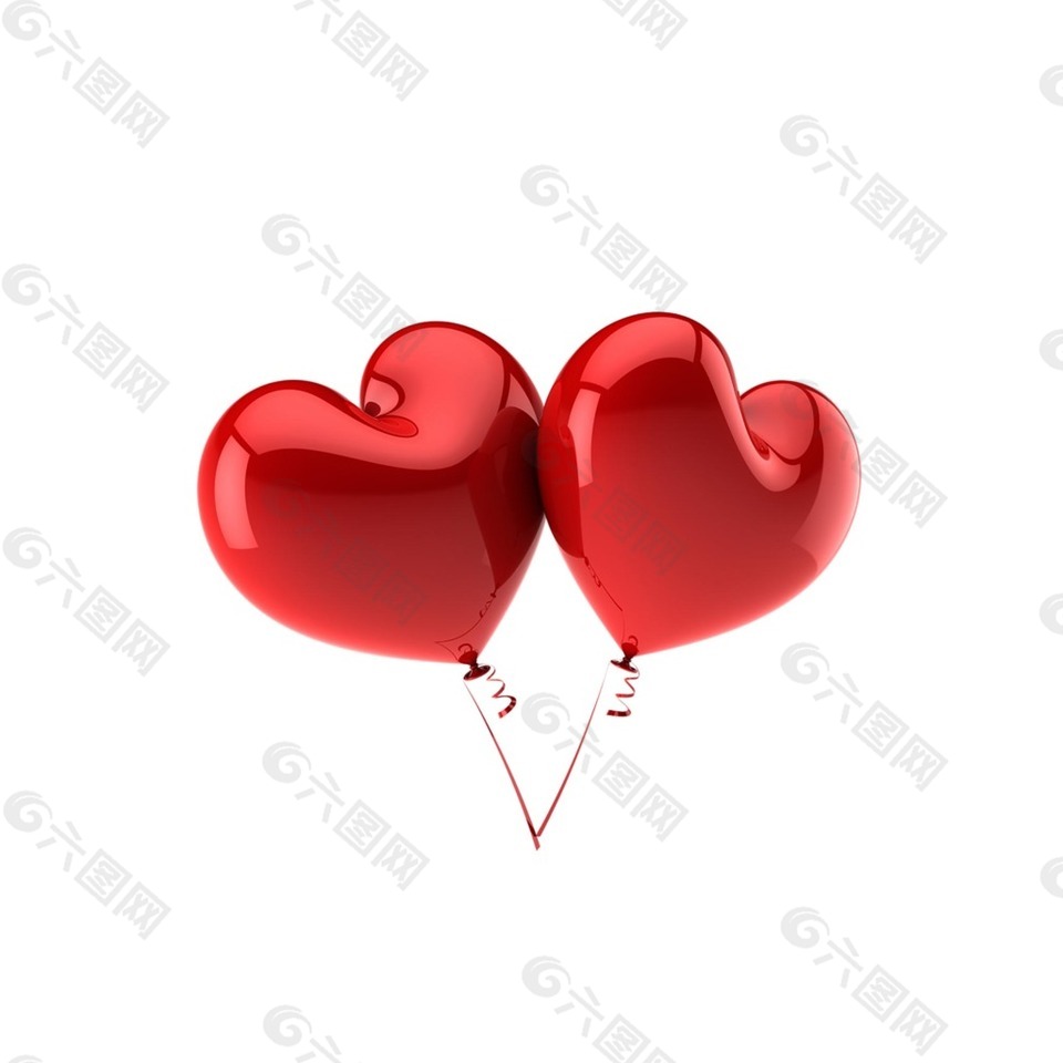 唯美红色心形气球元素