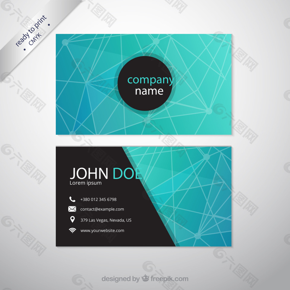 个性几何蓝色科技名片