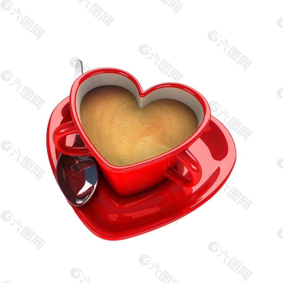 红色心形杯子咖啡元素