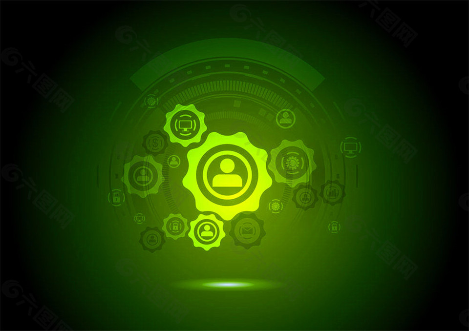 绿色齿轮科技背景图片