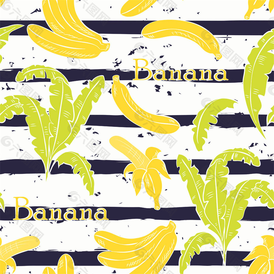 卡通香蕉条纹背景图片