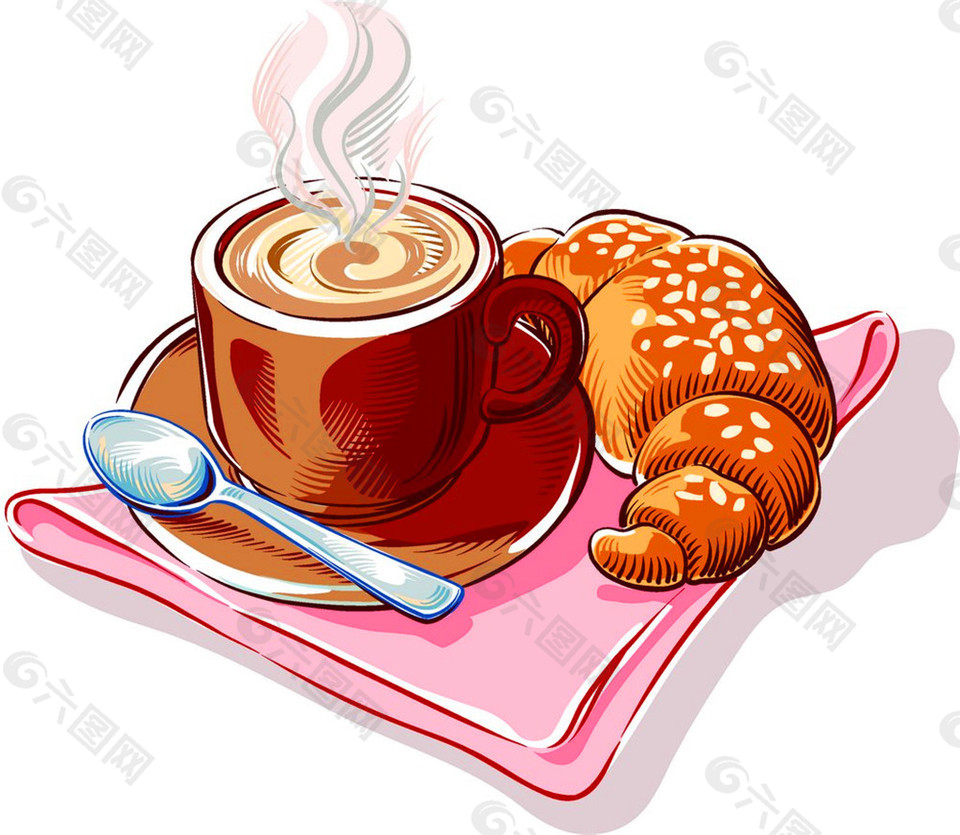 卡通面包咖啡图片