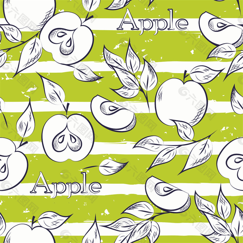 卡通苹果条纹背景图片