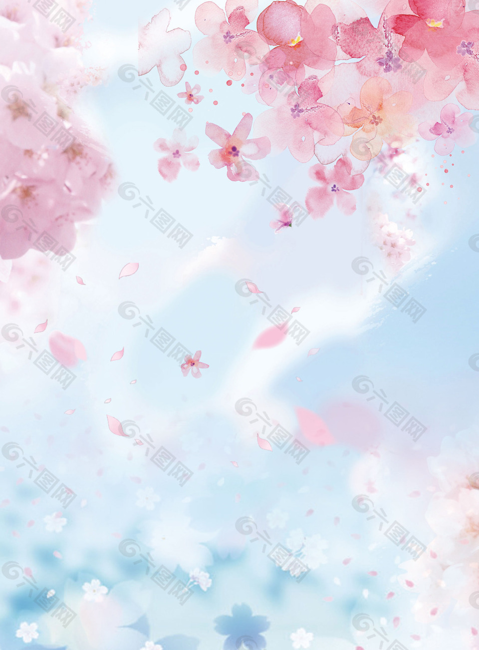 花朵花瓣渲染粉色花朵白色花朵唯美广告素材