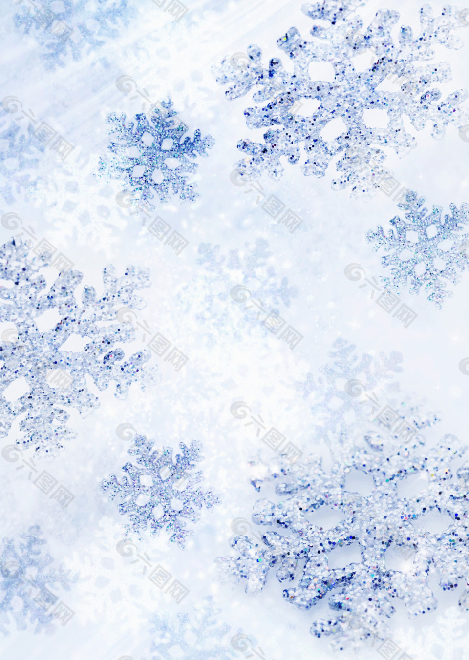 清新蓝色雪花背景