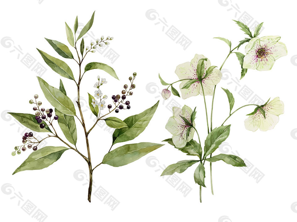 2条花枝布艺壁纸图