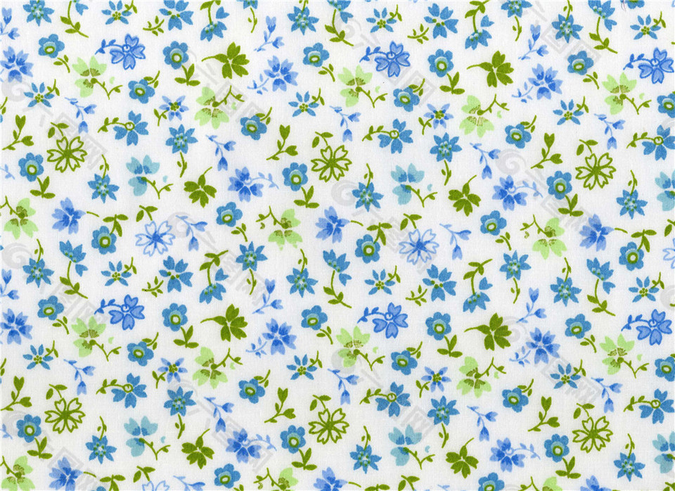 青蓝双色花朵布艺壁纸图片