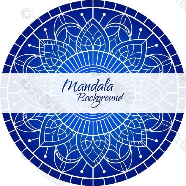 现代蓝色曼荼罗背景