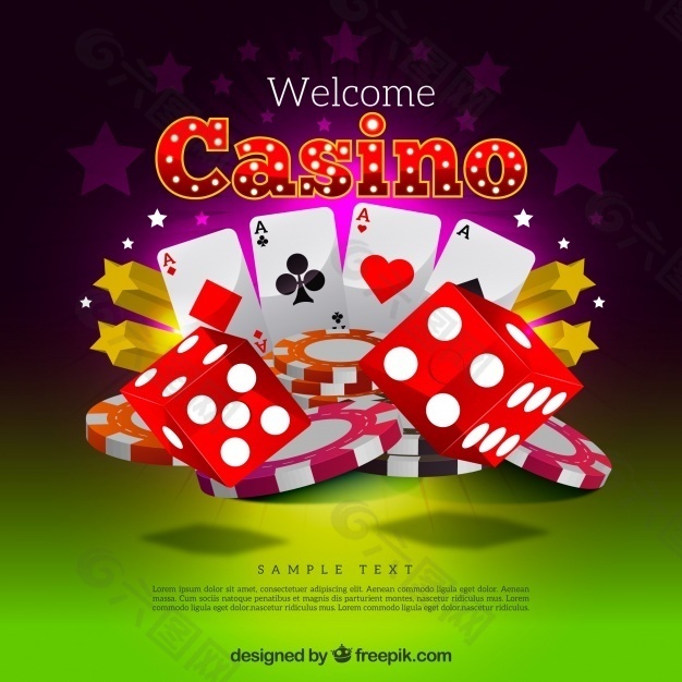 赌场背景与红色骰子和卡