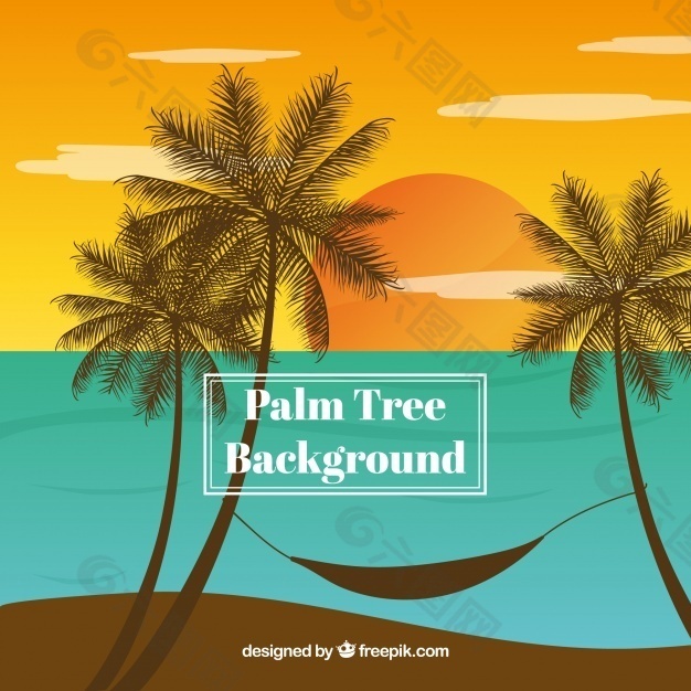 日落时分的棕榈树风景