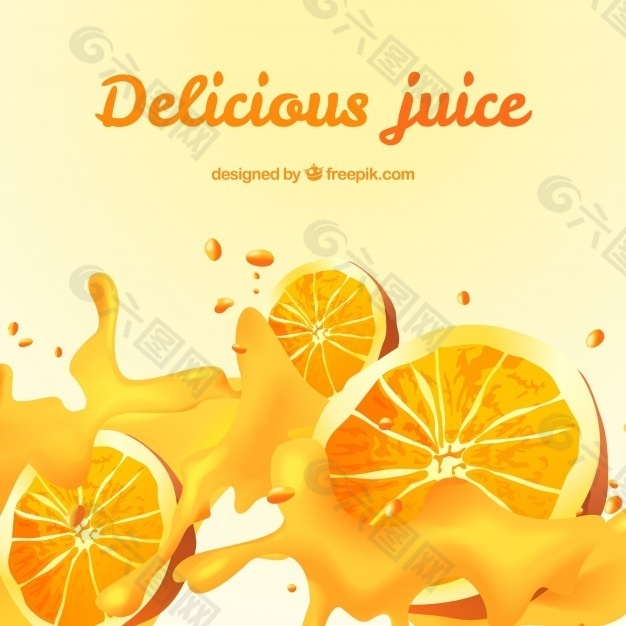 美味的橙汁背景在现实中的设计