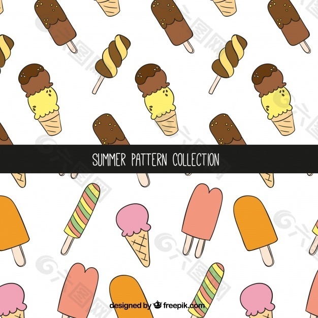 各种冰淇淋的夏季模式