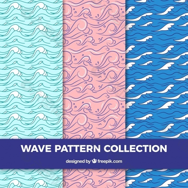 手绘风格的三种波浪形态