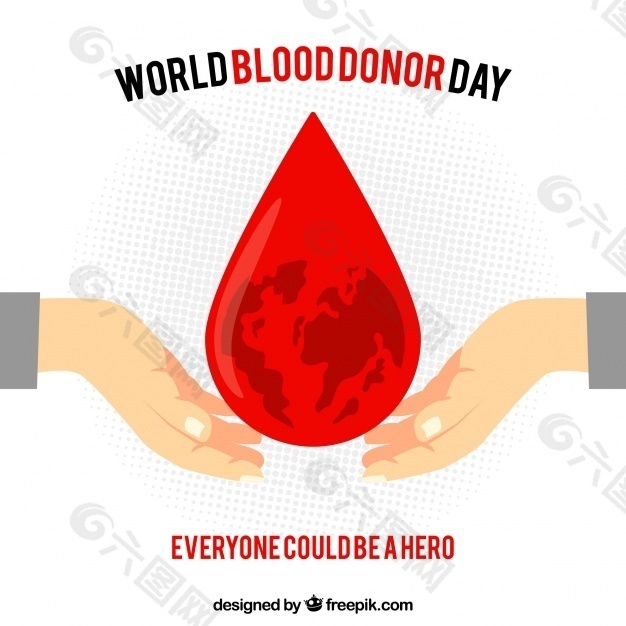 世界献血者日的背景，中间有大出血。