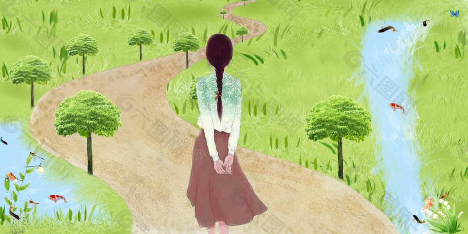 守望爱人回归家乡情人节插画
