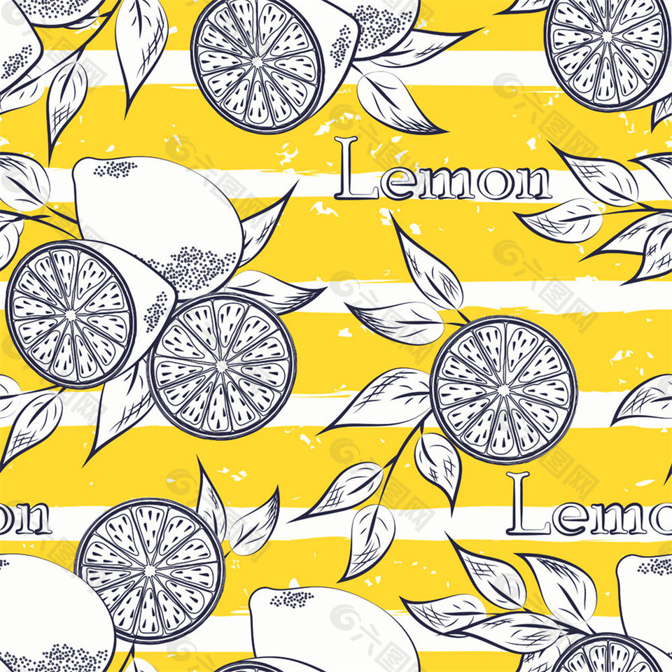 柠檬条纹无缝背景图片