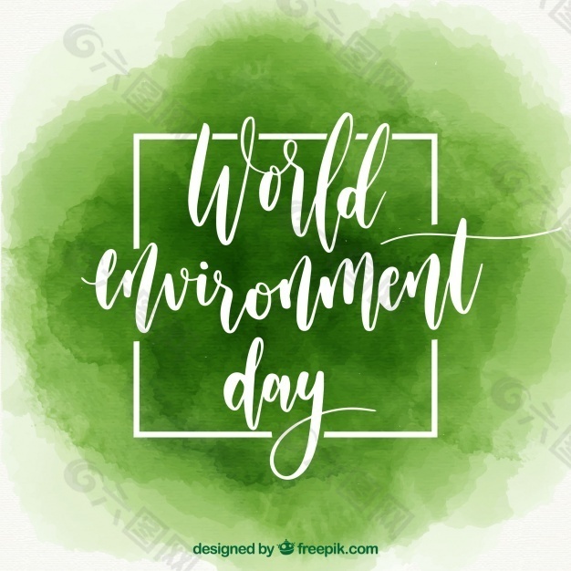 水彩画世界环境日的绿色背景