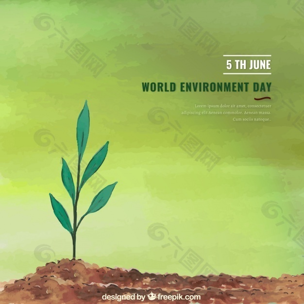 世界环境日背景与孤独的植物