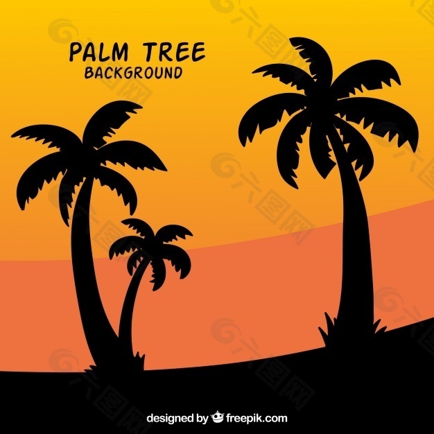 棕榈树背景剪影