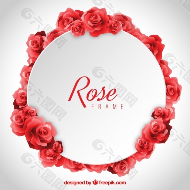 写实红玫瑰圆框