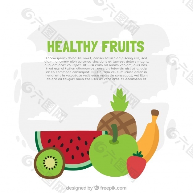有多种水果的健康背景