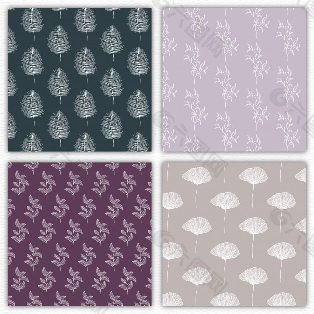 四个可编辑的花卉图案