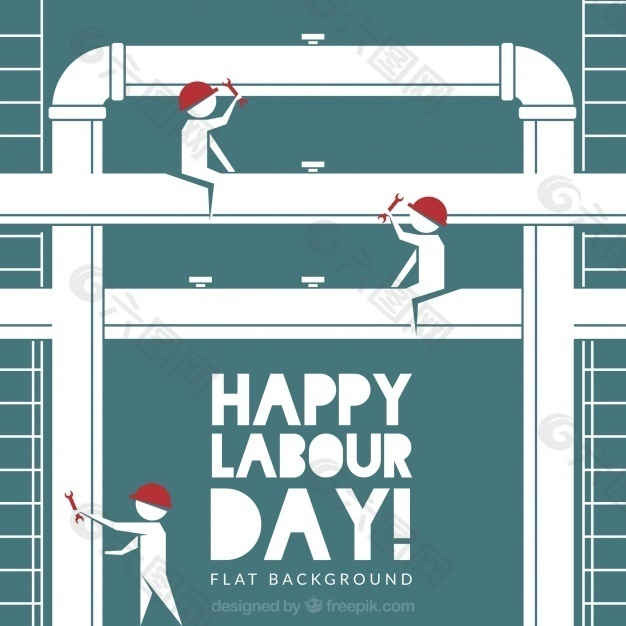 劳动节与管道和工人