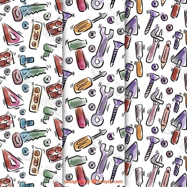 手绘水彩工具图案