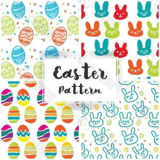 可爱兔子和复活节彩蛋复活节图案