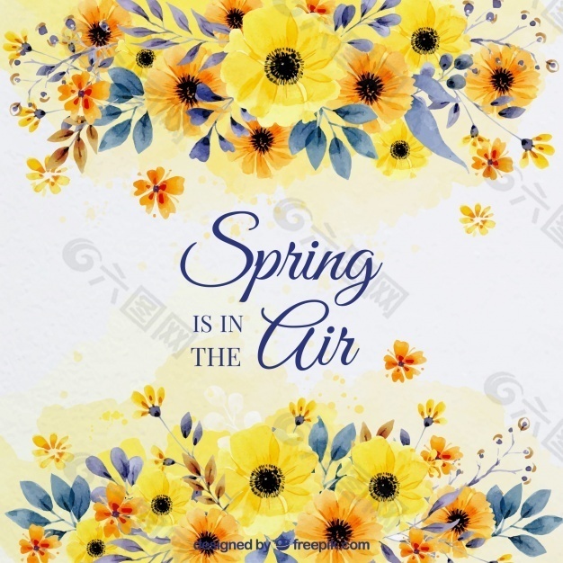 春季背景与水彩花背景素材免费下载 图片编号 六图网