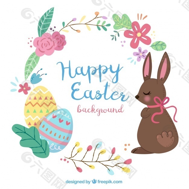 复活节彩蛋彩蛋和巧克力兔