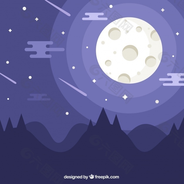 夜景观背景与月亮