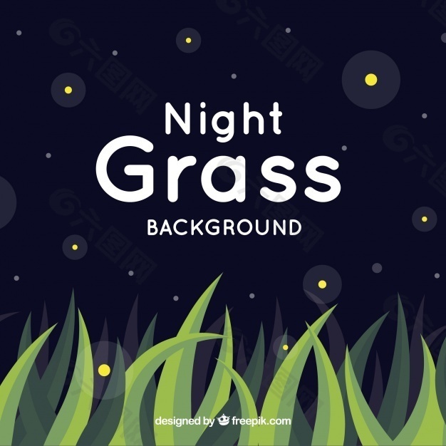 夜背景装饰草和闪亮的形状